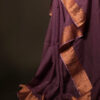 Majestic Magenta Magenta Kota Cotton Zari Plain Saree, Bottom side close up