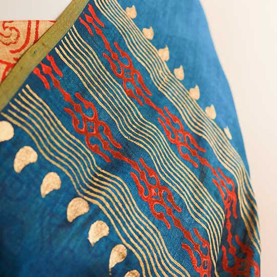 Pure Handloom Peacock Blue Silk Cotton Saree