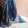 Pure Handloom Peacock Blue Silk Cotton Saree