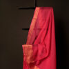 Pink Petal Pink Kota Cotton Zari Plain Saree, Top close up