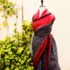 Pure Handloom Purple and Pink with Black Prints  Linen  Saree