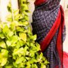 Pure Handloom Purple and Pink with Black Prints  Linen  Saree