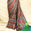Pure Handloom Brown with Blue Gaji Silk Saree