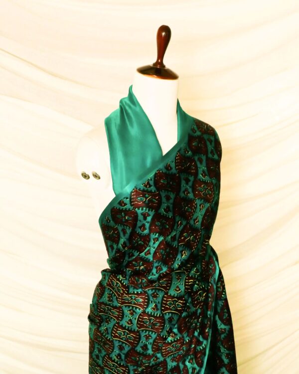 Pure Handloom Dark Green Gaji Silk Saree