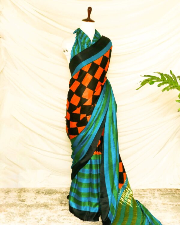 Pure Handloom Greenish Blue Gaji Silk Saree
