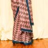 Pure Handloom Light Peach Mul Cotton Silk Print Sarees