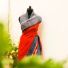 Pure Handloom Tomato Pink Linen  Saree