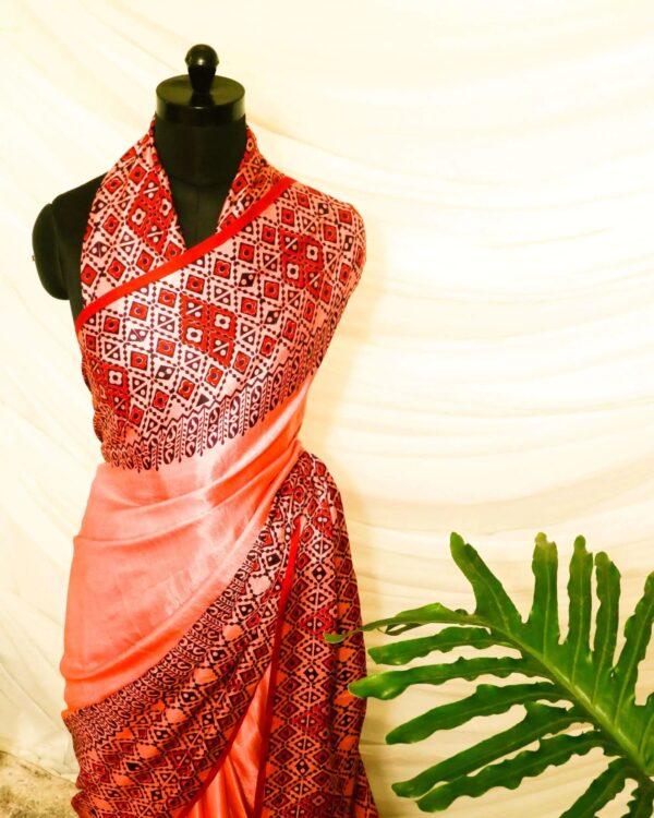 Pure Handloom Peach Gaji Silk Saree