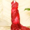 Pure Handloom Peach Organza Silk Saree