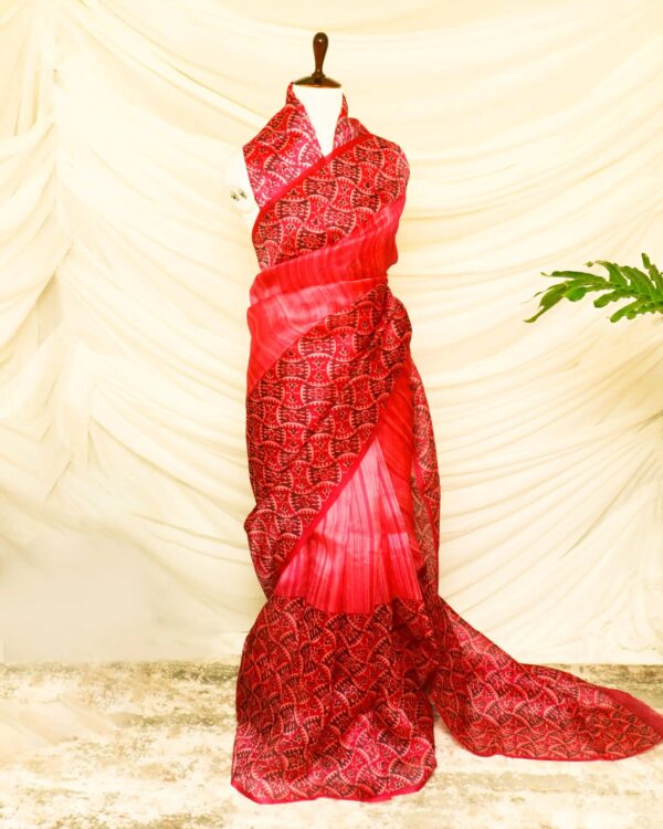 Pure Handloom Peach Organza Silk Saree
