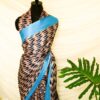 Pure Handloom Peach with Sky Blue Gaji Silk Saree