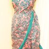 Pure Handloom Peach with Skyblue Linen Saree