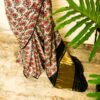Pure Handloom Sandal with Green Gaji Silk Saree