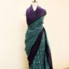 Pure Handloom Sky Blue with Violet Linen Saree