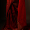 Red with Off-White Border Printed Kota Cotton Saree, Bottom close up