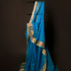 Sapphire Simplicity Blue Kota Cotton Zari Plain Saree, Full size