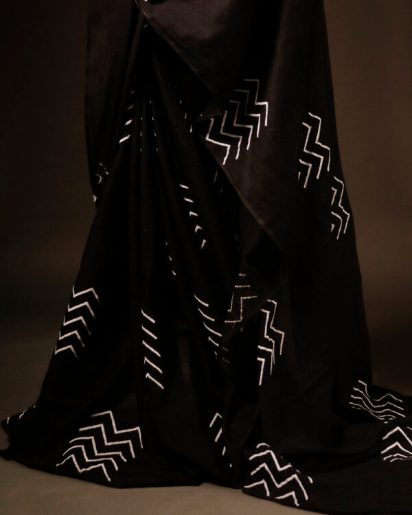 black Kota cotton sarees, printing details