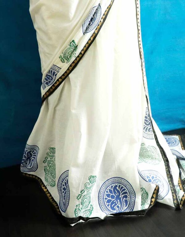 White Mul Cotton saree