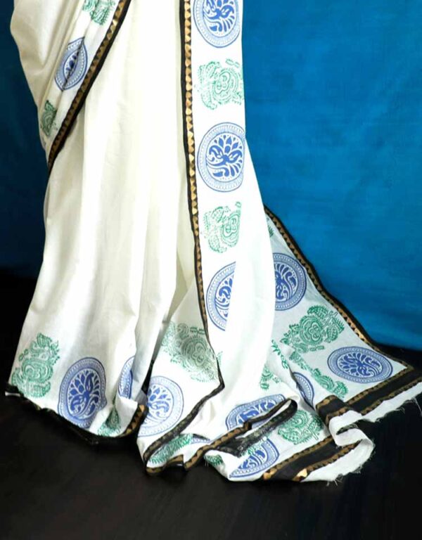 White Mul Cotton saree