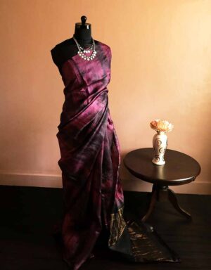 Pure Handloom Tie and Dyed  Line Tussar Silk Saree