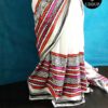 White Hand  Block  Printed Pure Mul Cotton Saree