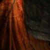 Pure Apricot and Black Handloom Organza Silk Saree