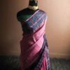 Handloom Hand Block Printed Pink Tussar Silk Saree