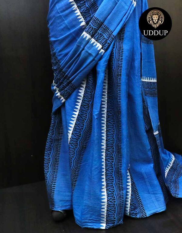 Blue Borderless Mul Cotton Saree & Affordable Cotton Sarees