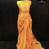 Orange Hand  Block Printed Mul Cotton Saree