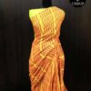 Orange Hand  Block Printed Mul Cotton Saree