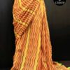 Orange Hand  Block Printed Mul Cotton Saree