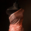 Ethereal Peach Blossom colour Fancy Saree, Top side close up