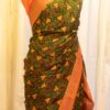 Citrus Grove Orange and Green Printed Kanchipuram Silk Saree