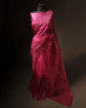 Whispering Petals Baby Pink Pure Organza Silk Saree