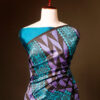 Pure Hand block Printed Blue and Black Raw Silk saree