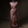 Pure Handloom Brown with blue Organza Silk Saree
