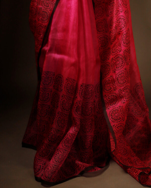 Blush Blossom Pink Pure Organza Silk Saree