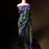 Pastel Light Green Multicolor Printed Pure Raw Silk Saree