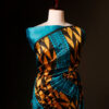 Pure Hand block Printed Blue and yellow Raw Silk saree