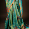 Pure blue with orange color Silk Cotton Saree