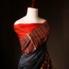 Scarlet Slate Grey and Red Handloom Silk Cotton Saree