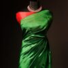 Pure Hand block Printed Parrot Green Silk saree
