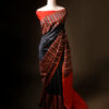 Scarlet Slate Grey and Red Handloom Silk Cotton Saree