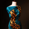 Pure Hand block Printed Blue and yellow Raw Silk saree