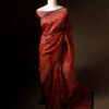 Mystic Mocha Maroon and Black Printed Pure Organza Silk Saree