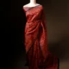 rn-image_picker_lib_temp_31fc7a07-ef40-4e10-abc0-0500c0b37c75 Mystic Mocha Maroon and Black Printed Pure Organza Silk Saree