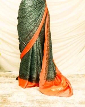 Pure Handloom Pine Green Modal Silk Saree