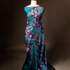 Pure Hand block Printed Blue and Black Raw Silk saree