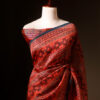Mystic Mocha Maroon and Black Printed Pure Organza Silk Saree