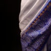 Uddup Breeze White and Blue Pure Dupion Silk Saree